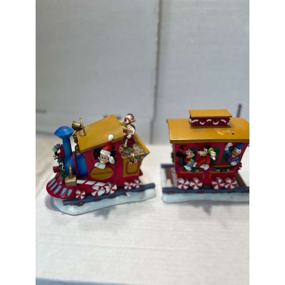 Disney Christmas 2000 train wind up music two piece set works